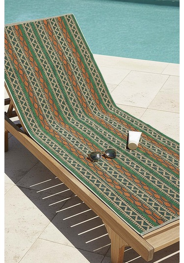 Koyu Yeşil Sahara %100 Pamuklu Plaj Havlusu 70x140 Cm Çok Renkli