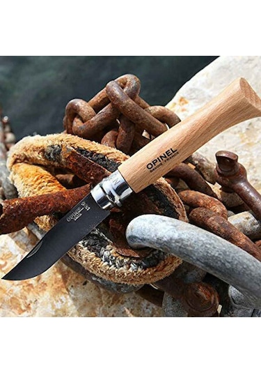 Opinel İnox 9 No Kayın Saplı Paslanmaz Çelik Kamp Çakı Kahverengi