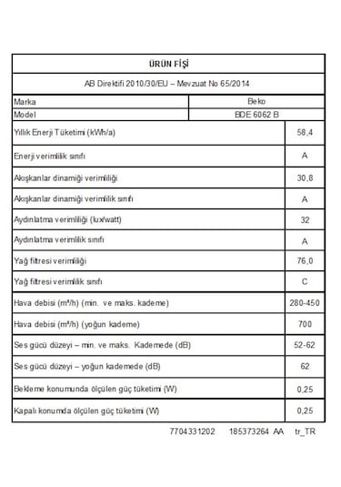 Beko BDE 6062 B Duvar Tipi 60 CM Davlumbaz