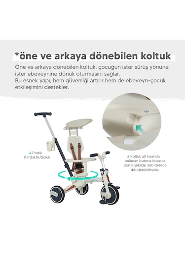 Huggy 6in1 Funtrike Siyah 3 Tekerlekli Bebek Bisikleti