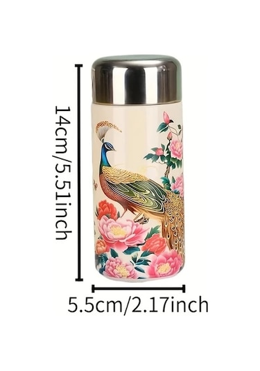 Techbloom Sunflower 260ml 8 79oz Mini Termos Mug Çiçek Desenli Paslanmaz Çelik Seyahat Bardağı