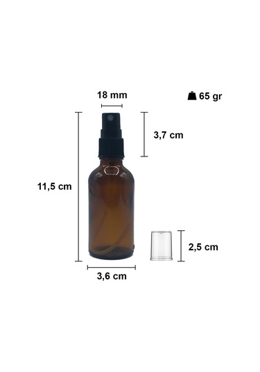 Afracam Amber 50 Ml Kapaklı Sprey Dezenfektan Cam Şişe 6 Adet Siyah