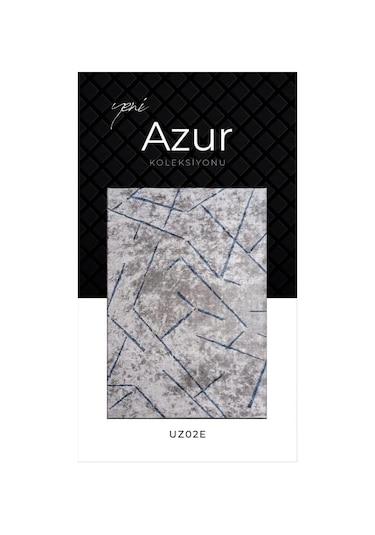 Pierre Cardin Azur Uz02e Gri Mavi Pamuk Akrilik Yumuşak Dokulu Modern Kilim Halı