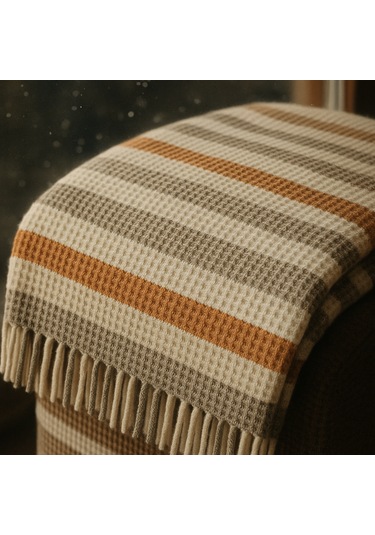 Dinarsu Cozy Life Tv Battaniyesi Beyaz - Turuncu