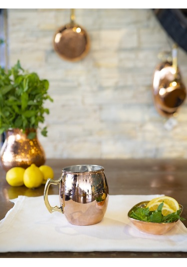 Bakır Kupa Bardak Döküm Kulplu Model Bakır Renk