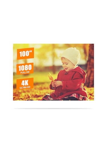 Wezone 100 İnç 16:9 Taşınabilir Metal Işık Dayanıklı Projeksiyon Ekranı - Çift Taraflı Yapistırıcı İle Deliksiz Kurulum