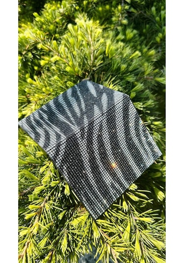 Taşlı Ruhsat Kılıfı Zebra Desen Siyah Gri Beyaz Taş Bekaks