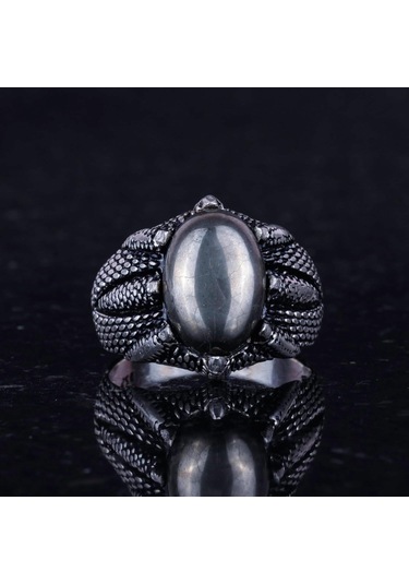 925 Ayar Gümüş Pençe Yüzük İle Gerçek Doğal Pirita Taşı El Yapımı Yüzük İle Aslan Zenginliği Ve Koruma Gümüş