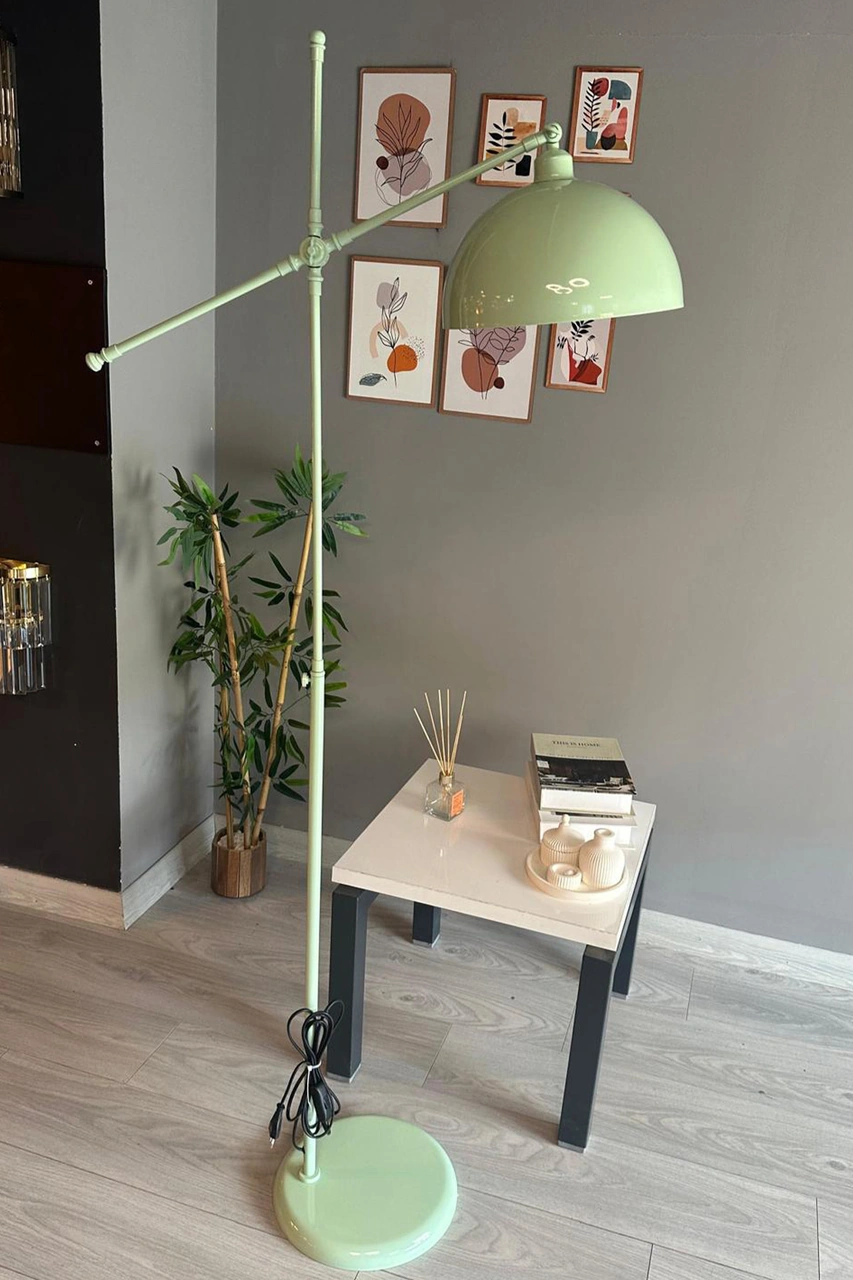Mint Makas Gövde Lambader Hareketli Başlık Modern Dekoratif Metal Oturma Odası Çalışma Odası Zemin Lambası Su Yeşili