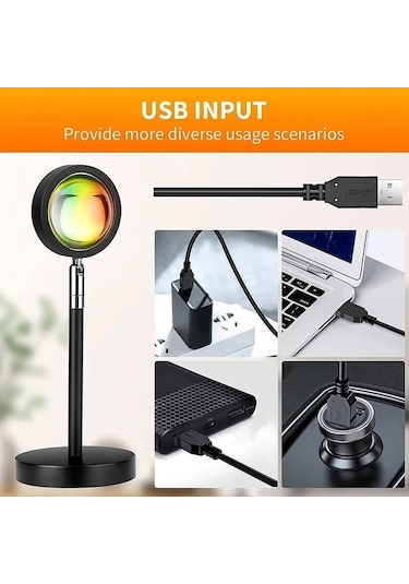 Novahub 16 Renk Rgb Led Gün Batımı Lambası, Usb Gece Lambası, Uzaktan Kontrol, Polonya Işık Çok Renkli