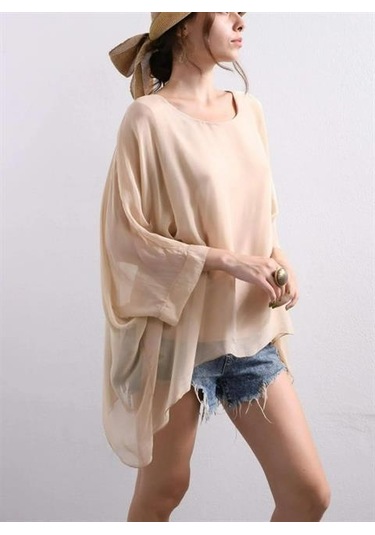 İtalyan Yarasa Kollu İpek Bluz Görseldeki