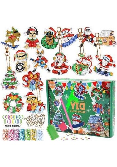 Novahub Kendin Yap 5d Elmas Boyama Seti Anahtarlık Noel Baba Noel Ağacı Çanta Aksesuar El Yapımı Noel Dekorasyonu Noel Noel Yeni Yıl 15 Adet