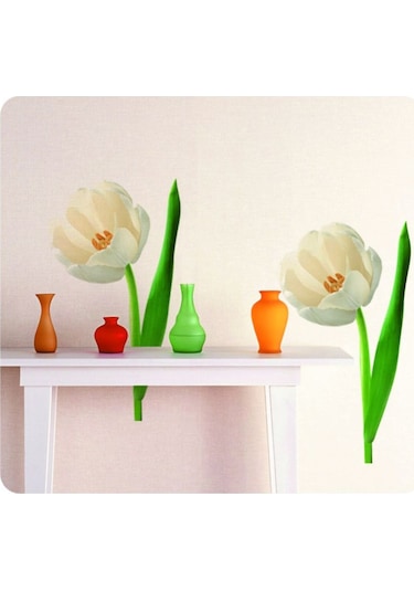 Sıa Duvar Süsü (Sticker) Çiçekli Şeffaf Filmli Pvc