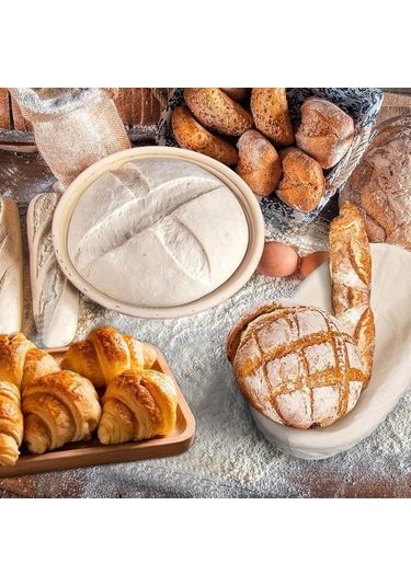 Maoyaya Saçımalı Ekmek Pişirme Seti, 2 Paket 10 İnç Yuvarlak Ve Oval Banneton Prova Sepeti, Astarlı Ekmek Fermantasyon Araçları Diğer