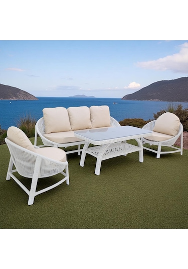 Marise Üçlü Rattan Bahçe Oturma Grubu 3+1+1+sehpalı Bahçe Takımı