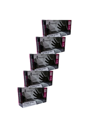 Siyah Nitril Pudrasız Eldiven S Beden Beşli Paket 500 Adet