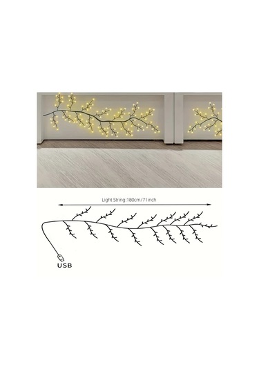 Honeybeeshop 8 Modlu 1 Adet Eğri Led Duvar Lambası Çalı Işığı Usb Güçlü Rattan Gece Işığı Düğün Oturma Odası Dekoru