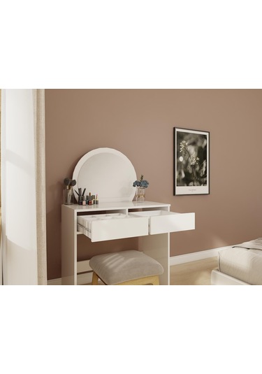 Huzur Makyaj Masası Beyaz Renk Beyaz