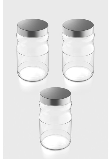 Renga Voca 1700 Ml Metal Kapaklı 3'lü Cam Kavanoz Seti 131077 Gümüş