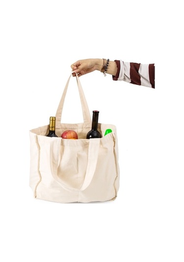 Rogfer Nıen Bölmeli Alışveriş Çantası Meyve Ve Sebze Saplı Kanvas Çanta, Stil: Polyester Pamuk Çok Renkli Çok Renkli