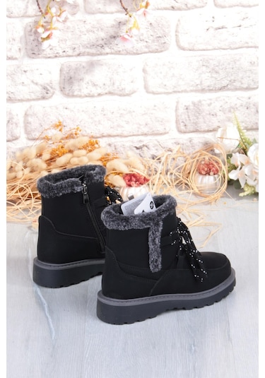 Fort Cool Lina Anatomik Sıcak Astar Kaymaz Taban Kız Çocuk Bot Siyah