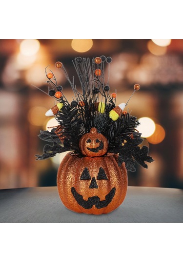 Homyl Cadılar Bayramı Heykelciği Balkabağı Saksı Heykeli 28cmx25cmx38cm