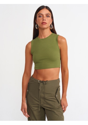 Dilvin Crop Top 101A30125 Haki