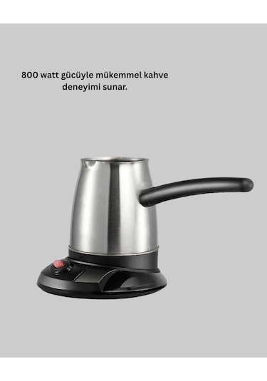Paslanmaz Çelik Elektrikli Cezve 800w 6 Fincan Kapasiteli