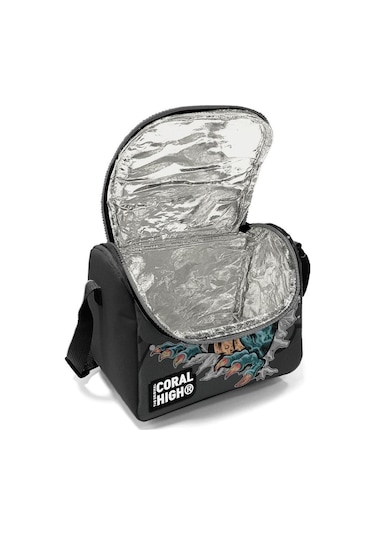 Coral High Kids Koyu Gri Siyah Dinozor Desenli Thermo Beslenme Çantas 11837
