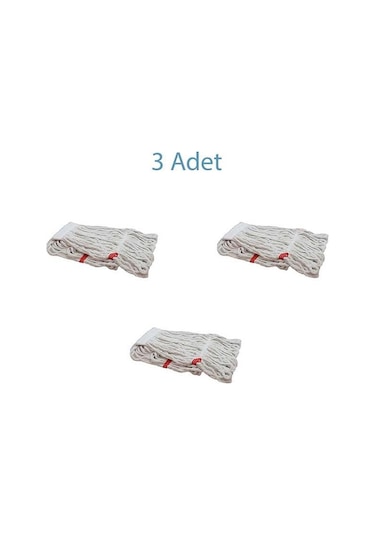 Cod-Ex Geniş Islak Mop Paspas Başlığı Püskül Pamuklu Beyaz 3’lü 500 G 25 CM