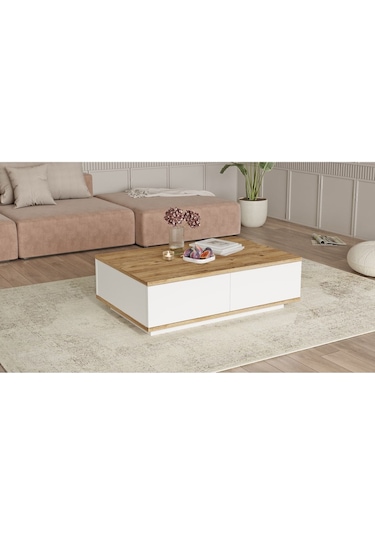 Aven Orta Sehpa 60x90cm 2 Kapaklı Çam-beyaz Ave14-aw Beyaz - Çam