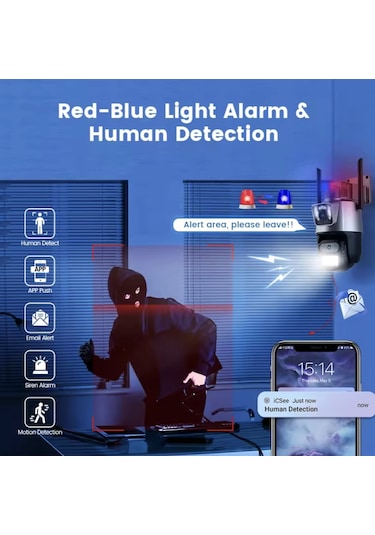 6mp Wifi Ptz Dome Kamera Aı İnsan Algılama, Gece Görüş, İki Yönlü Ses, Ip66 Su Geçirmez