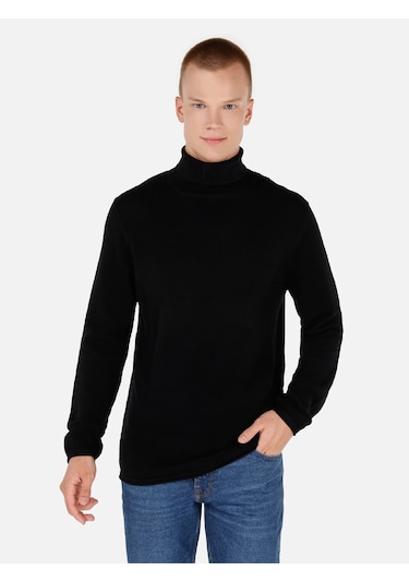Colins Regular Fit Turtle Neck Siyah Erkek Kazak Cl1064879 Siyah