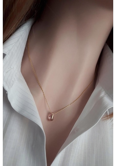 Pudra Su Damlası Kolye _14K Altın Kapl.