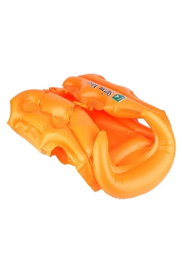 3-7 Yaş Çocuklar İçin Şişme Havuz Ve Deniz Can Yeleği, Yüzme Öğr Turuncu