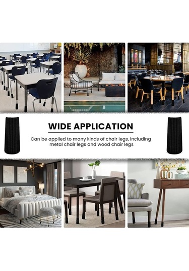 Besthome1 6'lı Siyah Poliester Masa Sandalye Koruması - Çift Katlı, Kaymaz, Ses Yankı Azaltıcı