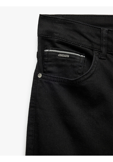 Koton Normal Bel Düğmeli Pamuklu Cep Detaylı Gabardin Pantolon Siyah 6wam40063hw Siyah