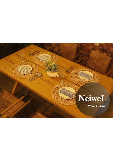 Neiwel Garden Sean Doğal Ahşap Bahçe Yemek Masası-80-100 Açık Ceviz