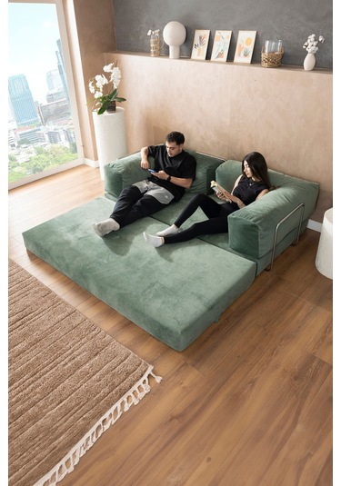 Good Night Legom Köşe Koltuk & Aktivite Yatağı & Uzanma Koltuğu Yeşil