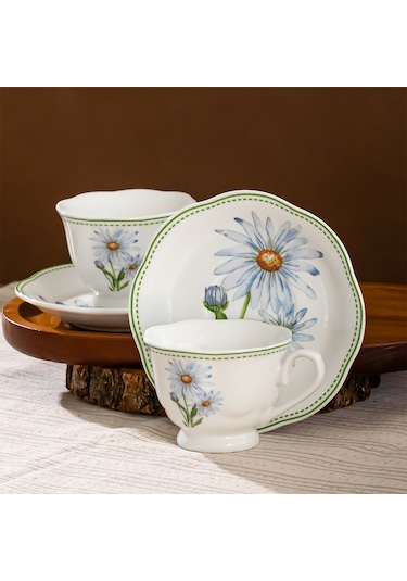 Perotti De Flore 2 Kişilik 4 Parça Porselen Kahve Fincan Takımı