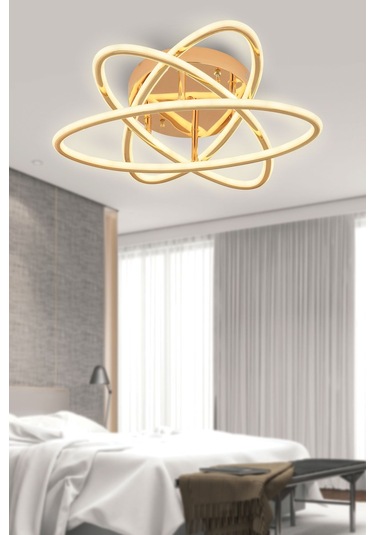 Star Gold 3lü Kumandalı Ve Dimerli Beyaz, Sarı, Gün Işığı Ledli Plafonyer Avize Sb-ld-501 Gold