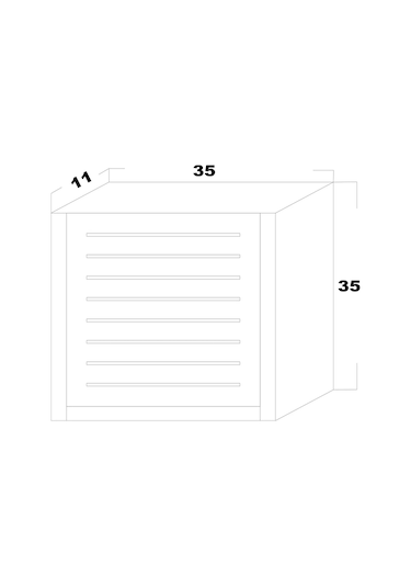Modem Saklama Kutusu Sürgülü Yukarı Açılır 35 X 35 Çizgili Siyah