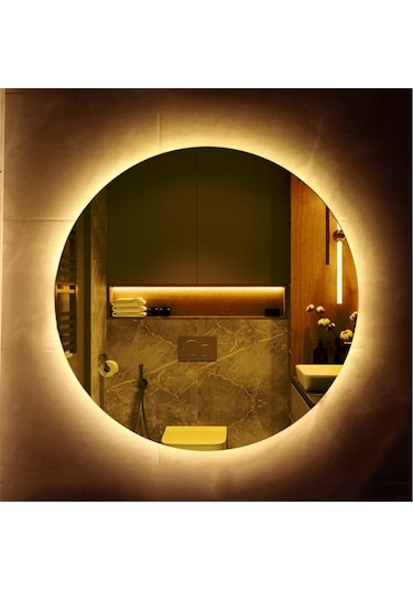 Dekoratif Led Işıklı Yuvarlak Banyo Ve Konsol Aynası Şeffaf