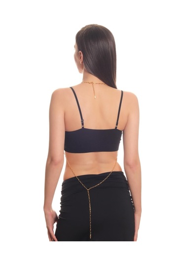 Kadın Altın Renk Lak Kaplama Yuvarlak Parçalı Ayarlanabilir Vücut Zinciri, Vücut Kolyesi Altın