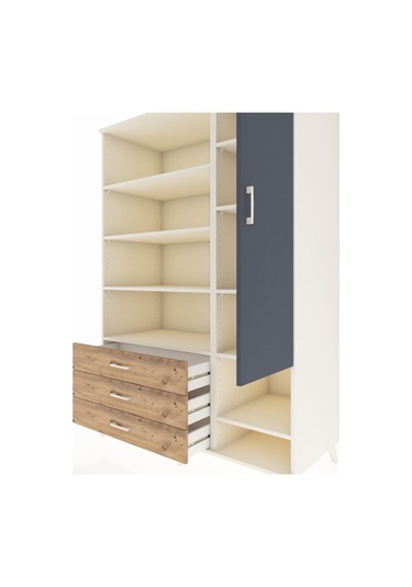 Kronos Dolap 9 Raflı 3 Çekmeceli Tek Kapaklı 132x59x195 Aytaşı-antrasit/çam Antrasıt/atlas Çam