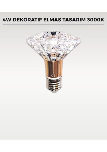 4w Dekoratif Kristal Diamond Led Ampul 3000k Şeffaf Elmas Tasarım Led Ampul