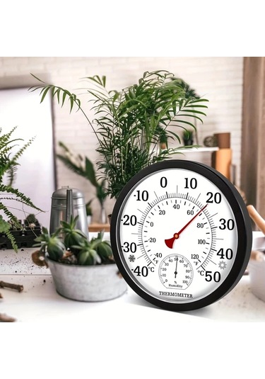 Topshop1 25cm Siyah Ev Bahçe Termometresi Kablosuz Nemölçer Abs Malzeme Pil Gerektirmez Hava Durumu Istasyonu