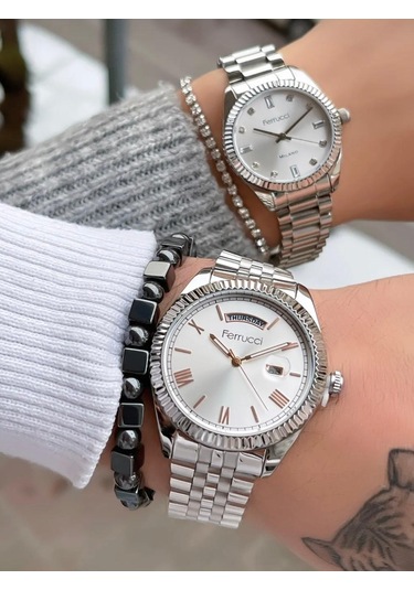 Ferrucci Fc80547 Silver Renk Çelik Sevgili Çift Kol Saati