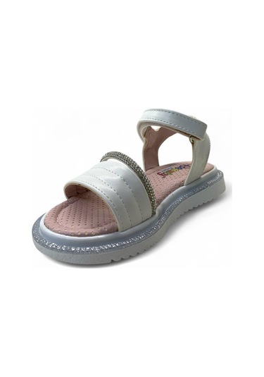 540 Kız Çocuk Okul Öncesi Taşlı Sandalet Beyaz