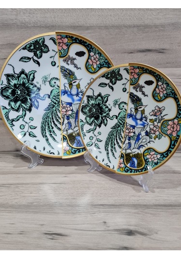 Fermato 12 Parça 6 Kişilik Porselen Pasta Ve Servis Tabağı Seti Seremony Serisi Çok Renkli